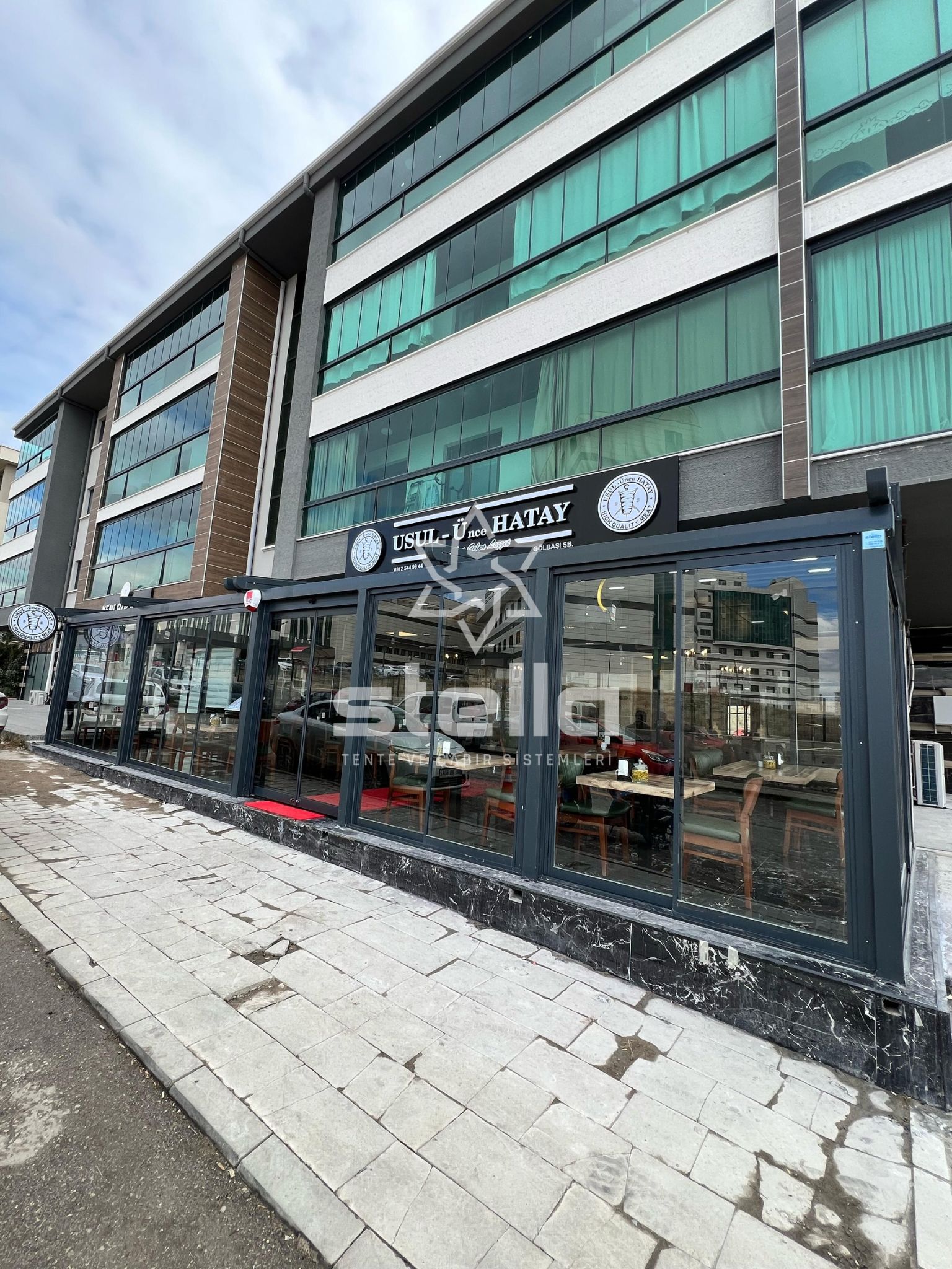 USUL-Ü HATAY DÖNER GÖLBAŞI ŞUBESİ PERGOLA TENTE VE SÜRME CAM SİSTEMİ